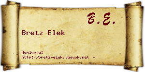 Bretz Elek névjegykártya